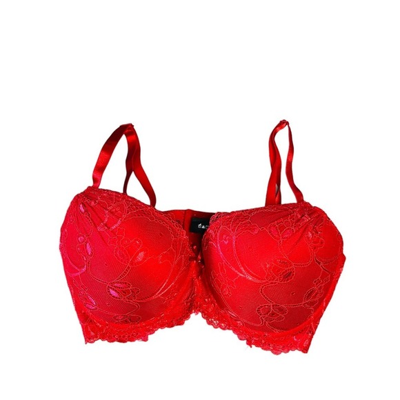 RENE Rofe Lightly Padded Lace Underwire Bra Red Size 38DD - Picture 2 of 7
